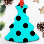 Polka Dots - Black on Aqua Cyan Christmas Tree Ornament (Two Sides)