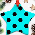 Polka Dots - Black on Aqua Cyan Star Ornament (Two Sides)