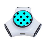 Polka Dots - Black on Aqua Cyan Portable USB Hub (One Side)