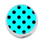 Polka Dots - Black on Aqua Cyan 4-Port USB Hub (One Side)