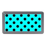Polka Dots - Black on Aqua Cyan Memory Card Reader (Mini)