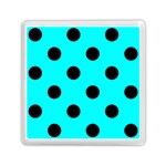 Polka Dots - Black on Aqua Cyan Memory Card Reader with Storage (Square)