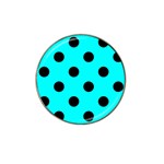 Polka Dots - Black on Aqua Cyan Hat Clip Ball Marker