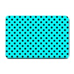 Polka Dots - Black on Aqua Cyan Small Doormat