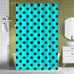 Polka Dots - Black on Aqua Cyan Shower Curtain 48  x 72  (Small)
