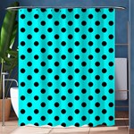 Polka Dots - Black on Aqua Cyan Shower Curtain 60  x 72  (Medium)