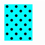 Polka Dots - Black on Aqua Cyan Small Garden Flag (Two Sides)