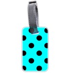 Polka Dots - Black on Aqua Cyan Luggage Tag (Two Sides)