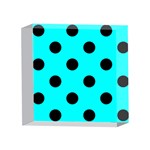 Polka Dots - Black on Aqua Cyan 4 x 4  Acrylic Photo Block