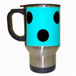 Polka Dots - Black on Aqua Cyan Travel Mug (Black)