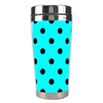 Polka Dots - Black on Aqua Cyan Stainless Steel Travel Tumbler