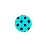 Polka Dots - Black on Aqua Cyan 1  Mini Button