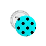Polka Dots - Black on Aqua Cyan 1.75  Button