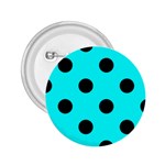 Polka Dots - Black on Aqua Cyan 2.25  Button