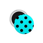 Polka Dots - Black on Aqua Cyan 1.75  Magnet