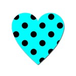 Polka Dots - Black on Aqua Cyan Magnet (Heart)