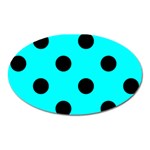 Polka Dots - Black on Aqua Cyan Magnet (Oval)