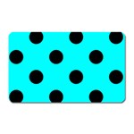 Polka Dots - Black on Aqua Cyan Magnet (Rectangular)
