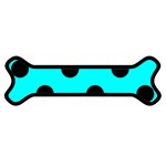 Polka Dots - Black on Aqua Cyan Magnet (Dog Bone)