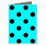 Polka Dots - Black on Aqua Cyan Greeting Card
