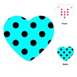 Polka Dots - Black on Aqua Cyan Playing Cards (Heart)