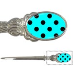Polka Dots - Black on Aqua Cyan Letter Opener