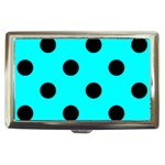Polka Dots - Black on Aqua Cyan Cigarette Money Case