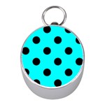 Polka Dots - Black on Aqua Cyan Silver Compass (Mini)