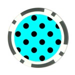 Polka Dots - Black on Aqua Cyan Poker Chip Card Guard (10 pack)