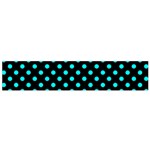 Polka Dots - Aqua Cyan on Black Flano Scarf (Small)