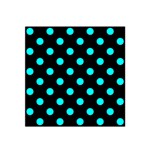 Polka Dots - Aqua Cyan on Black Satin Bandana Scarf