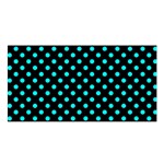 Polka Dots - Aqua Cyan on Black Satin Shawl