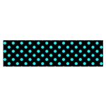 Polka Dots - Aqua Cyan on Black Satin Scarf (Oblong)