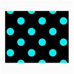 Polka Dots - Aqua Cyan on Black Small Glasses Cloth (2 Sides)