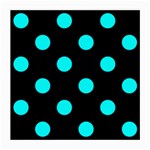 Polka Dots - Aqua Cyan on Black Medium Glasses Cloth
