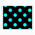 Polka Dots - Aqua Cyan on Black Large Glasses Cloth