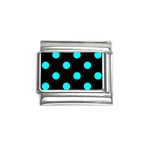Polka Dots - Aqua Cyan on Black Italian Charm (9mm)