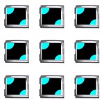 Polka Dots - Aqua Cyan on Black Mega Link Italian Charm (9 pack)