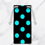 Polka Dots - Aqua Cyan on Black Jewelry Bag
