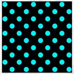 Polka Dots - Aqua Cyan on Black Canvas 16  x 16 