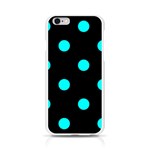 Polka Dots - Aqua Cyan on Black Apple iPhone 6/6S Silicone Case (Transparent)