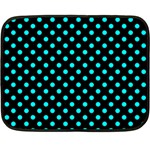 Polka Dots - Aqua Cyan on Black Fleece Blanket (Mini)