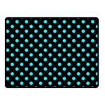 Polka Dots - Aqua Cyan on Black Fleece Blanket (Small) (One Side)
