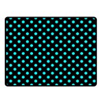 Polka Dots - Aqua Cyan on Black Double Sided Fleece Blanket (Small) (Two Sides)