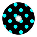 Polka Dots - Aqua Cyan on Black CD Wall Clock