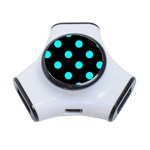 Polka Dots - Aqua Cyan on Black Portable USB Hub (One Side)