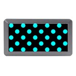 Polka Dots - Aqua Cyan on Black Memory Card Reader (Mini)