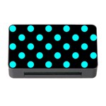 Polka Dots - Aqua Cyan on Black Memory Card Reader with CF