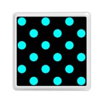 Polka Dots - Aqua Cyan on Black Memory Card Reader with Storage (Square)