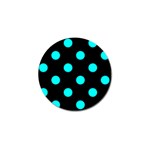 Polka Dots - Aqua Cyan on Black Golf Ball Marker (4 pack)